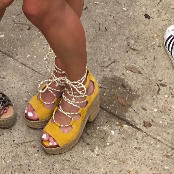 Tory Burch Positano Lace-Up Platform Espadrille Sandal Shoe Suede - Picture 10 of 10